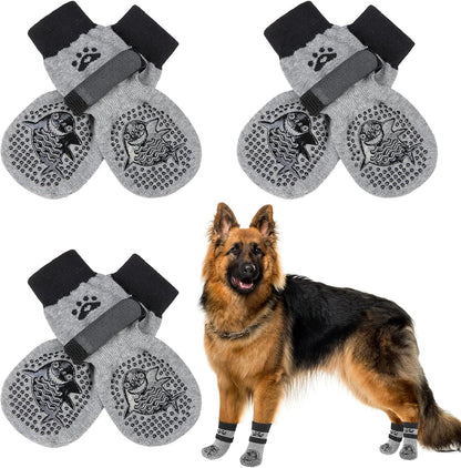 SCENEREAL 6Pcs Anti Slip Dog Socks to Prevent Licking Paws for Hot/Cold Pavement, Dog Grippy Socks for Hardwood Floors, Dog Shoes for Boots & Paw Protectors for Puppy Small Medium Large Senior Dogs