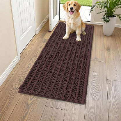 Smiry Dog Door Mat for Muddy Paws 30x20, Extra Soft Absorbent Chenille Doormat, Trap Moisture and Dirt, Non-Slip Machine Washable Front Door Mat for Indoor Entrance Inside Floor, Grey