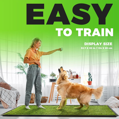 Hompet Dog Grass Pad with Tray Large, 35"x22.5", 2 Reusable Artificial Turf for Dogs Potty, Waterproof Non-Slip Washable Pee Pads, Quickly Absorbency Portable Dog Litter Box for Indoor/Outdoor Use