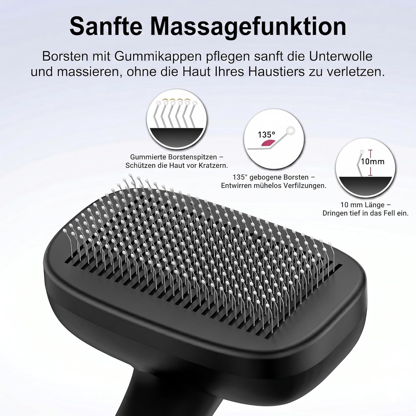 One-Button Self Cleaning Pet Brush for Dogs & Cats, Skin-Friendly Detangling & Shedding Tool for Long and Short Hair, Retractable Grooming Comb, Purple