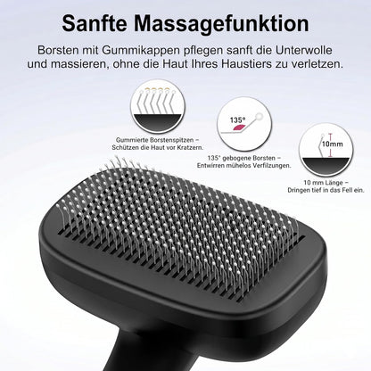 One-Button Self Cleaning Pet Brush for Dogs & Cats, Skin-Friendly Detangling & Shedding Tool for Long and Short Hair, Retractable Grooming Comb, Purple
