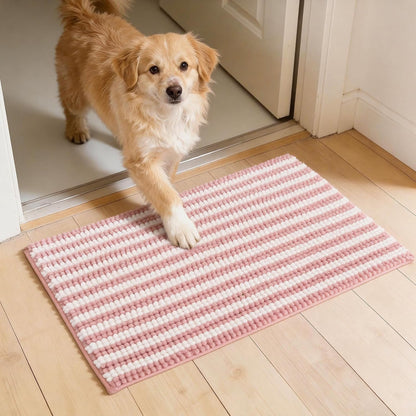 Dog Door Mat for Muddy Paws - Absorbent Quick-Dry Non-Slip Washable Chenille Pet Rug, Indoor Entryway Mat for Front Door & Crate (Brown, 24" L*16" W)