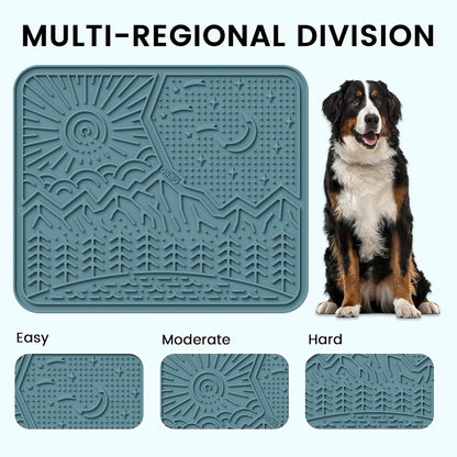 OHMO Lick Mat for Dogs and Cats Large(2 Pack) Nature Design Easy to Clean Pet Slow Feeder with Suction Cups, for Anxiety Relief and Boredom Reduction(Mars+Coral)