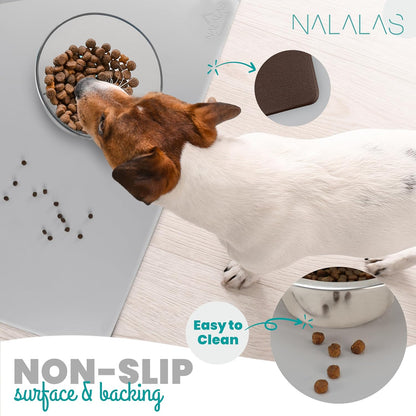 NALALAS Dog Mat for Food and Water, Cat Feeding Mat | Waterproof Dog Bowl Mat | Non-Slip Pet Food Mat for Floors | Pet Mats for Food and Water | Easy to Clean