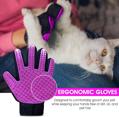 Upgrade Pet Grooming Gloves, Grooming Gloves for Dogs, Cats, Rabbits & Horses with Long and Short Hair, Efficient Pets Hair Remover Mittens - 1 Pair (Blue)