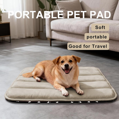 Dog Bed Mat, Reversible Crate Pad & Cute Dog Bed - Machine Washable Kennel Mat with Ultra Soft for Small Dogs (Cool/Warm), 24" x 18", Grey&Star