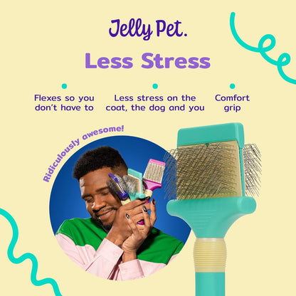 Jelly Pet Double Sided Dog Slicker Brush, Longer Pins, Flexible Head, Fine/Coarse Sides, Removes Unwanted Tangles, Medium, Pink