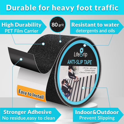 LifeGrip Anti Slip Transparent Anti Slip Tape, 4 inch by 30 feet, Non-Slip Traction Grip Tape to Tubs, Boats, Stairs, Clear, Soft, Comfortable for Bare feet (4" X 30')