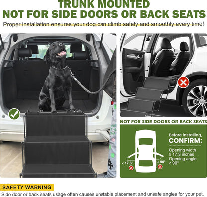 Dog ramps with 23.6" Extra-Wide - Portable 4-Dog Steps with Non-Slip Surface, 250 lbs Capacity for Large Dogs, Extra-Wide Foldable Dog Ramps for Cars, SUVs, and Trucks