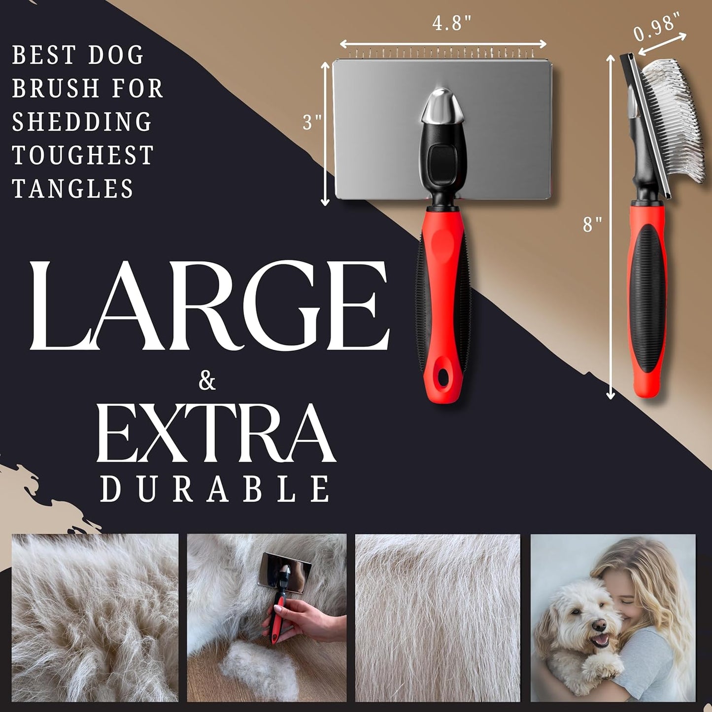 Poodle Comb with Rotating Teeth - 5-in-1 Dog Dematting Tool - Used for Small Size Breeds and Puppies - Cat Comb for Shedding and Deshedding