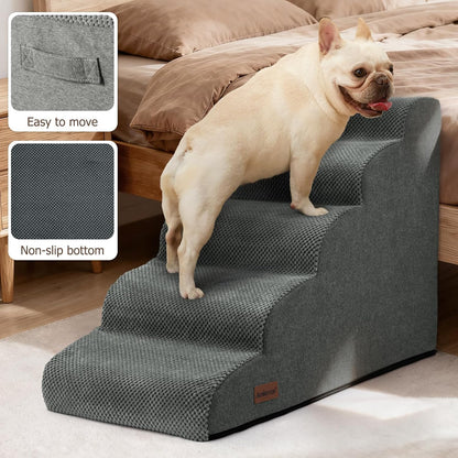 Aodisman Dog Ramp and Stairs for Small Dogs & Cats,3-Step Pet Stairs for Couch Sofa and Chair,Indoor Anti-Slip Dog Stairs for Old Cats and Puppy,Beige