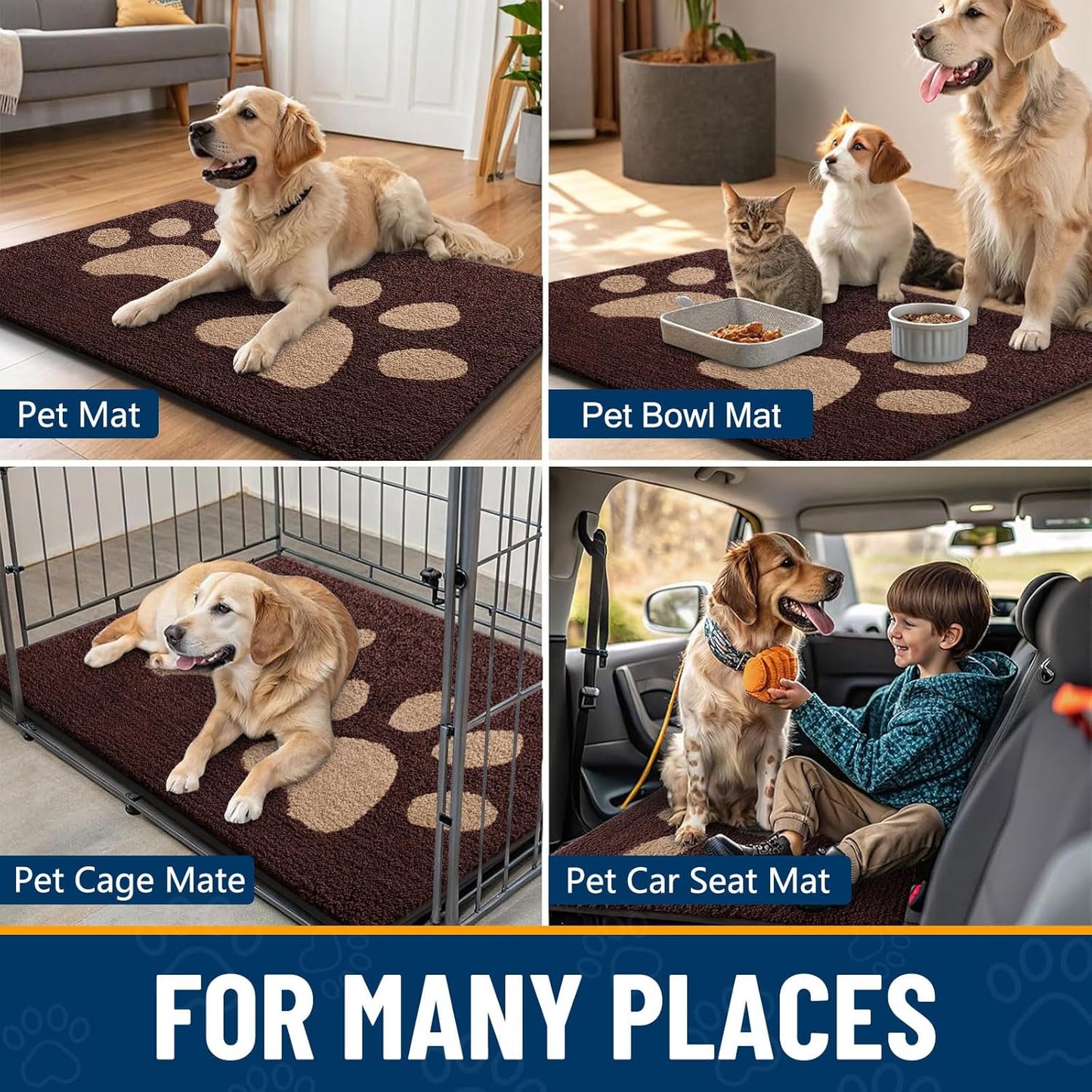 Smiry Dog Door Mat for Muddy Paws, Absorbs Moisture and Dirt, Low-Profile Entryway Mat with Non-Slip Backing, Entry Indoor Outdoor Doormat for Inside Floor (30x20 Inches, Grey, Striped)