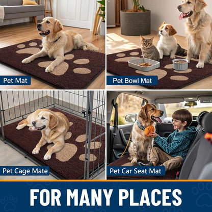 Smiry Dog Door Mat for Muddy Paws, Absorbs Moisture and Dirt, Low-Profile Entryway Mat with Non-Slip Backing, Entry Indoor Outdoor Doormat for Inside Floor (30x20 Inches, Grey, Striped)