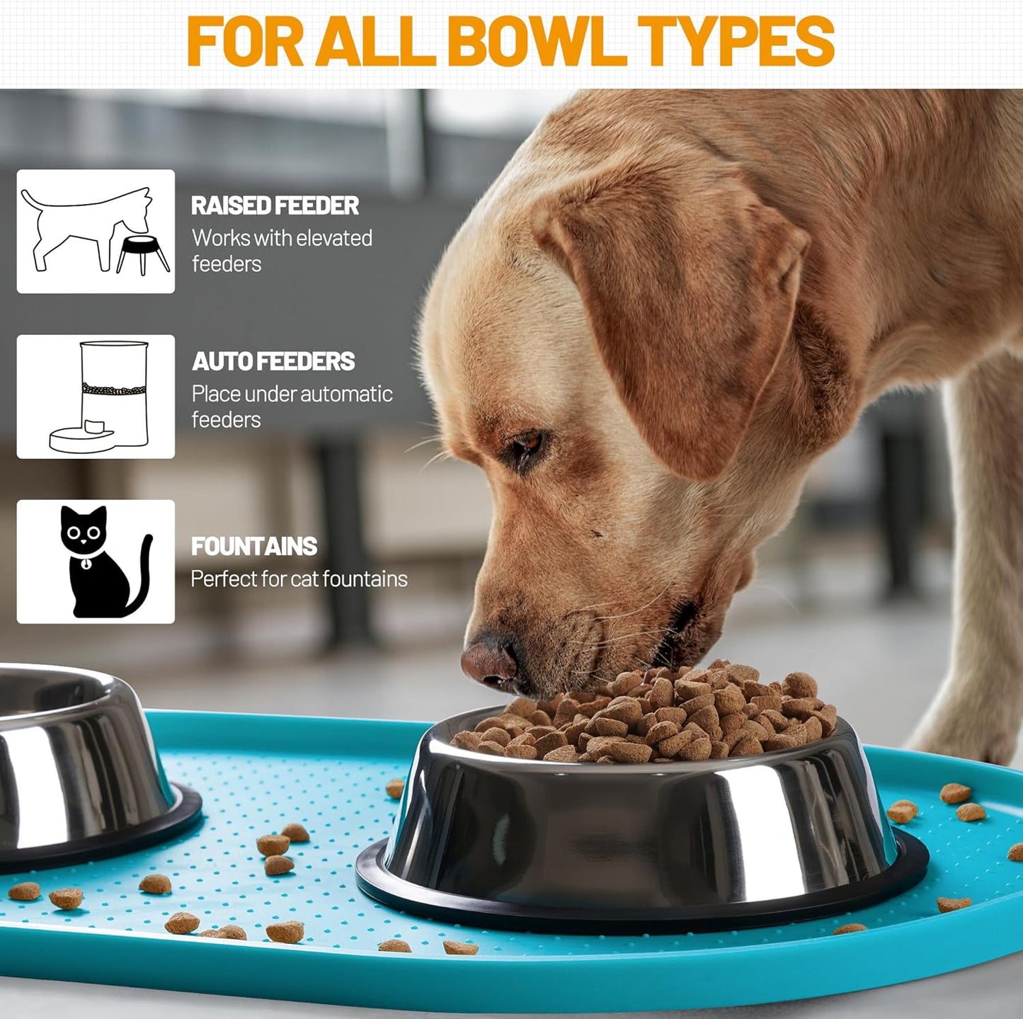 Hubulk 100% Waterproof Silicone Pet Feeding Mat with Raised Edge for Food and Water, Dog Bowl Mats, Cat Bowls Placemat with High Lip Protects Floor for Cats and Dogs (Gray, 19" L x 12" W)