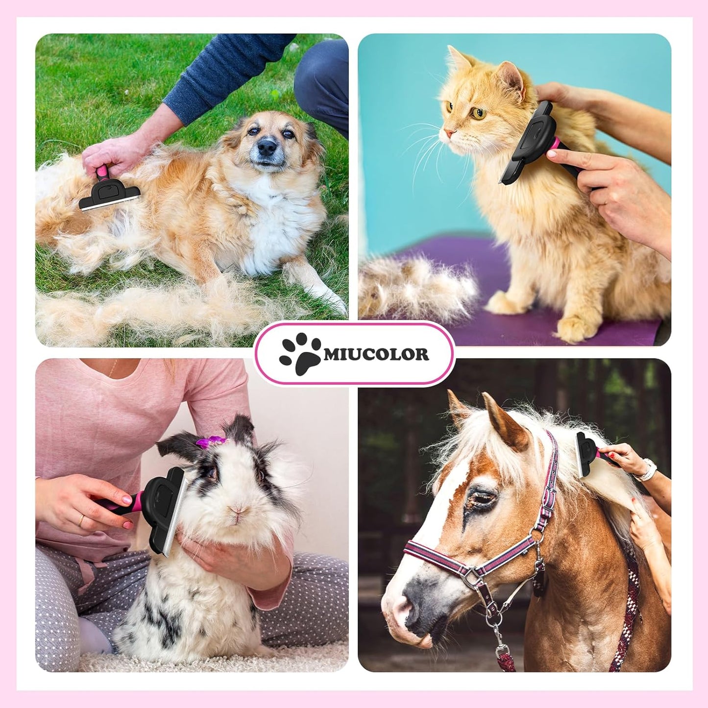 MIU COLOR Pet Grooming Brush, Deshedding Tool for Dogs & Cats, Effectively Reduces Shedding by up to 95% for Short Medium and Long Pet Hair