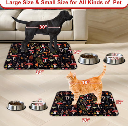 Dog Food Mats for Floors Waterproof Mat for Cat Food and Water Bowls - Absorbent Quick Dry Non Slip Mat for Pet Feeding