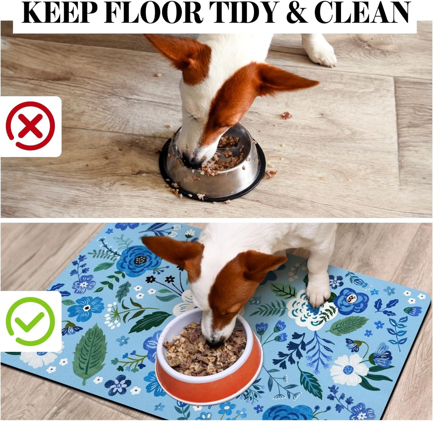Dog Food Mats for Floors, Absorbent Dog Bowl Mat for Food and Water Dispenser, Quick Dry Cat Food Mat Pet Supplies