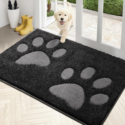 PURRUGS Dirt Trapping Door Mat 20" x 31.5", Non-Skid/Slip Machine Washable Microfiber Entryway Rug, Dog Doormat, Super Absorbent Welcome Mat for Muddy Wet Shoes and Paws, Grey