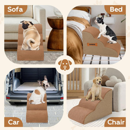 Romrol Dog Stairs Ramp for High Beds Couches, High Density Foam Pet Steps with Durable Non-Slip Waterproof Fabric Cover, Dog Stairs for Small Dogs or Cats or Pets, 5-Step, 22 Inch, Grey