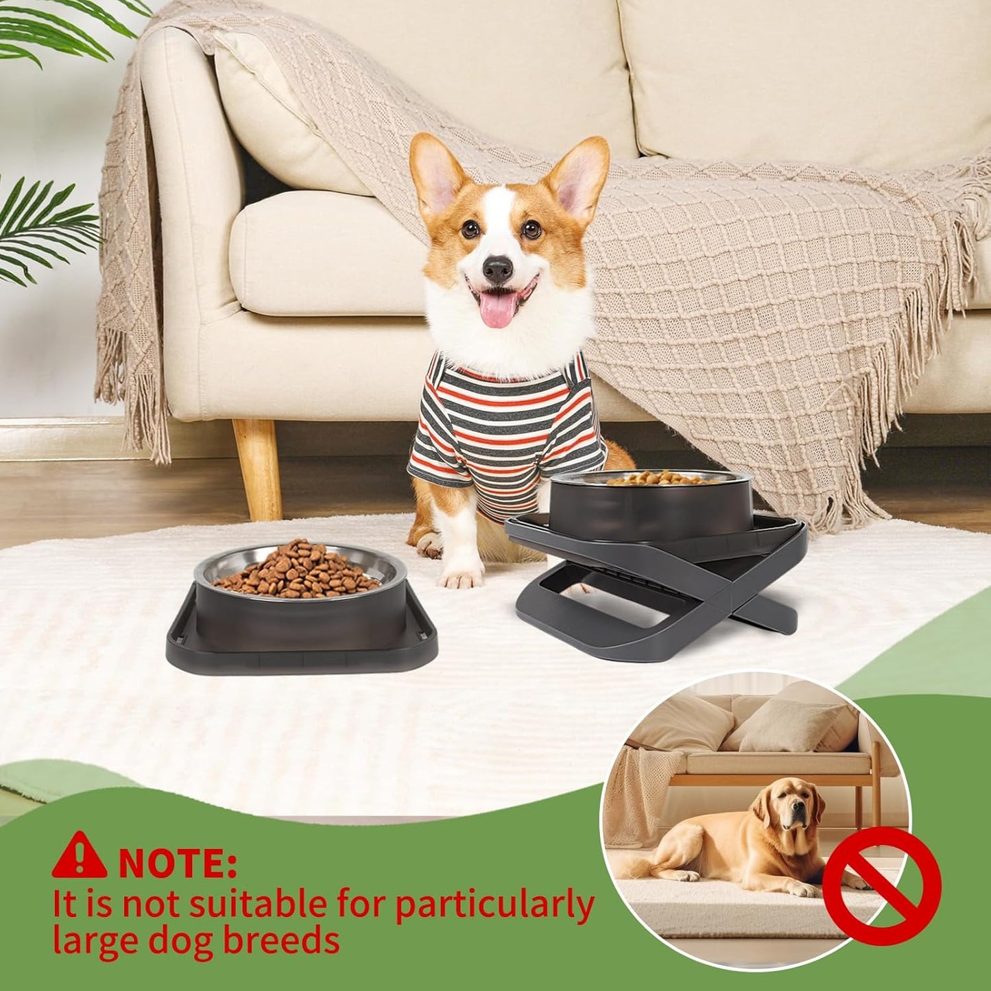 Elevated Dog Bowls, Stainless Steel Raised Dog Bowl with No Spill Dogs Food & Water Bowl for Small Medium Breed, Neater Dogs Feeding Station Non-Slip Water Bowls Set of 2 with Stand for Pet