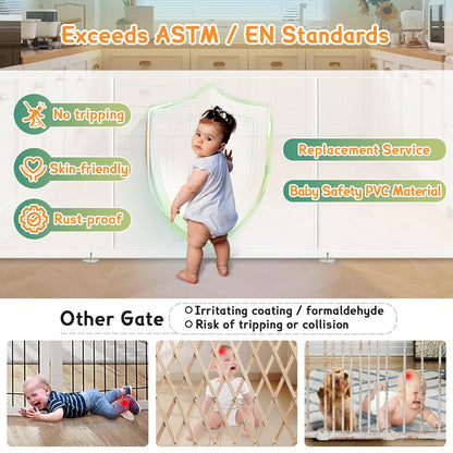 Retractable Baby Gates Extra Wide 150" × 34" Tall for Large Opening 12.5 Foot Retractable Dog Gate for Doorways, Stairs, Aisle, Indoor/Outdoor Retractable Gate for Garage, Hallways, Deck