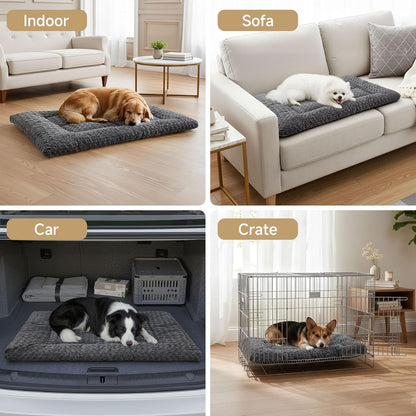 Washable Dog Bed Mat Ultra Soft Dog Crate Pad Comfy Fluffy Pet Kennel Beds Sleeping Mattress for Large Jumbo Medium Small Dogs, 36 x 23 Inch, Gray