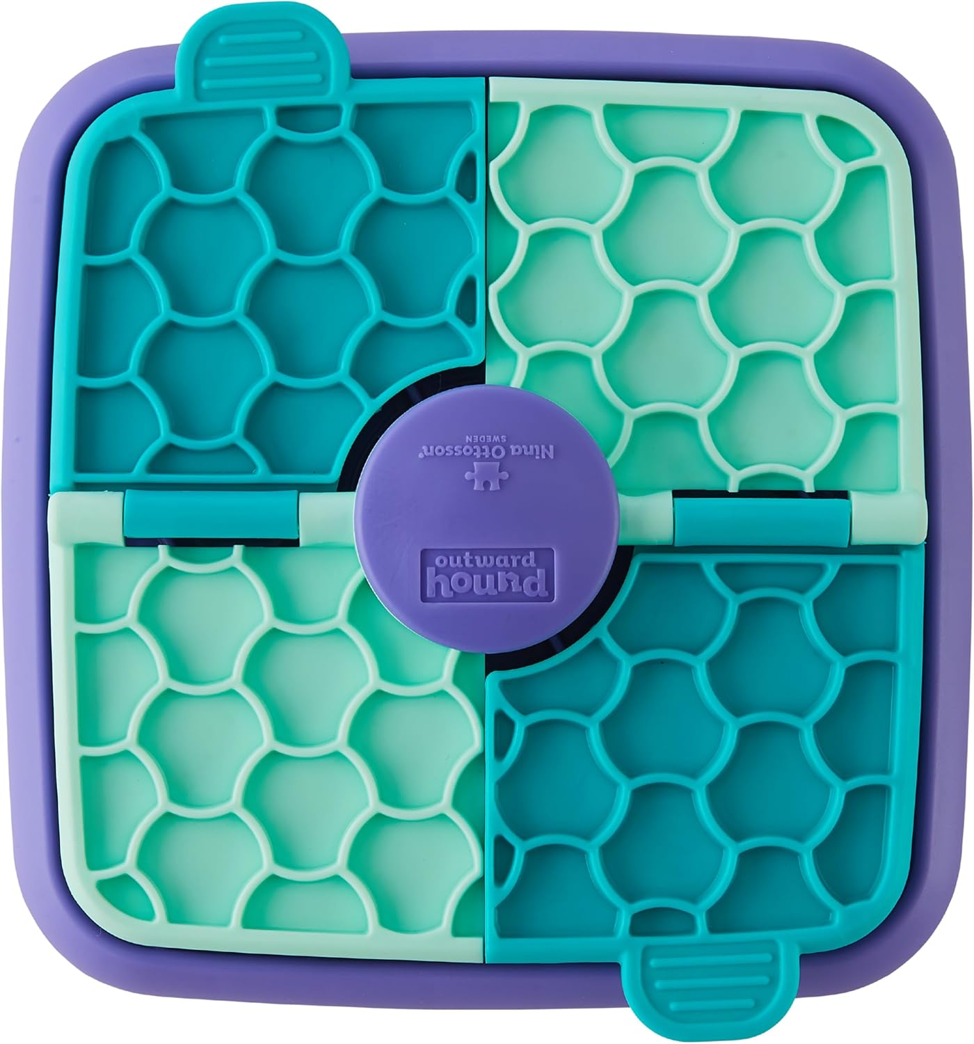 Outward Hound by Nina Ottosson Lick N’ Flip Level 1 Dog Puzzle Toy, Lick Mat & Slow Feeder – Non-Slip Base Beginner Enrichment for Small & Medium Dogs, Holds 1 Cup Wet or Dry Food, 7.4" x 7.4"