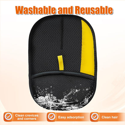 Electrostatic Gloves for Pet Hair Removal: Upgraded 2PCS Animal Fur Removal Tool for Dogs&Cats Efficient Reusable Pet Hair Remover for Couch Carpet Car Seat Clothing Quick Clean (2 pcs-Black)