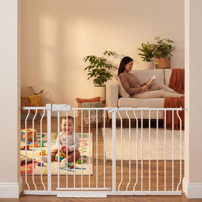 Extra Wide Baby Gate Tension Indoor Safety Gates Black Metal Large Pressure Mounted Pet Gate Walk Through Long Safety Dog Gate for The House Doorways Stairs (62.2"-66.93"/158-170CM, Black)