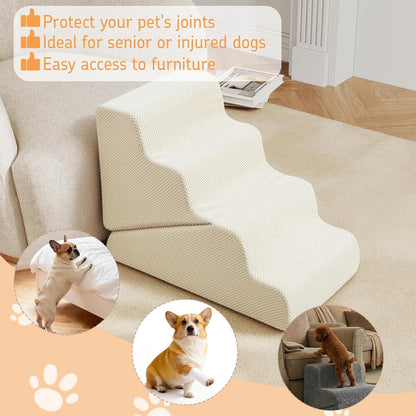 Dog Ramp for Bed, 23" H Dog Stairs for High Bed, 2 in 1 Pet Steps for Small Dogs, 5-Step Foldable Transformable Large Cats Ramp to Get on Couch, Non-Slip Balanced, Grey