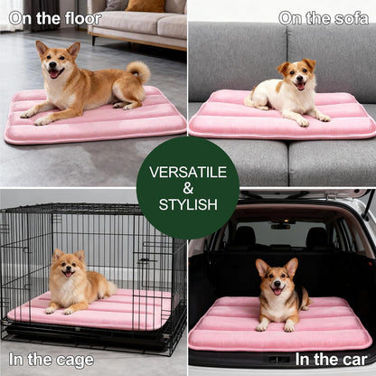Dog Bed Mat, Reversible Crate Pad & Cute Dog Bed - Machine Washable Kennel Mat with Ultra Soft for Small Dogs (Cool/Warm), 24" x 18", Grey&Star