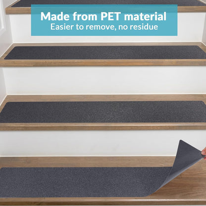 LifeGrip Outdoor Stair Treads Non-Slip 12 Pack, 6"x32" Waterproof Grip Tape for Wooden Steps, Deck, Porch - 80-Grit Adhesive Strips for Dogs, Kids & Elderly Safety
