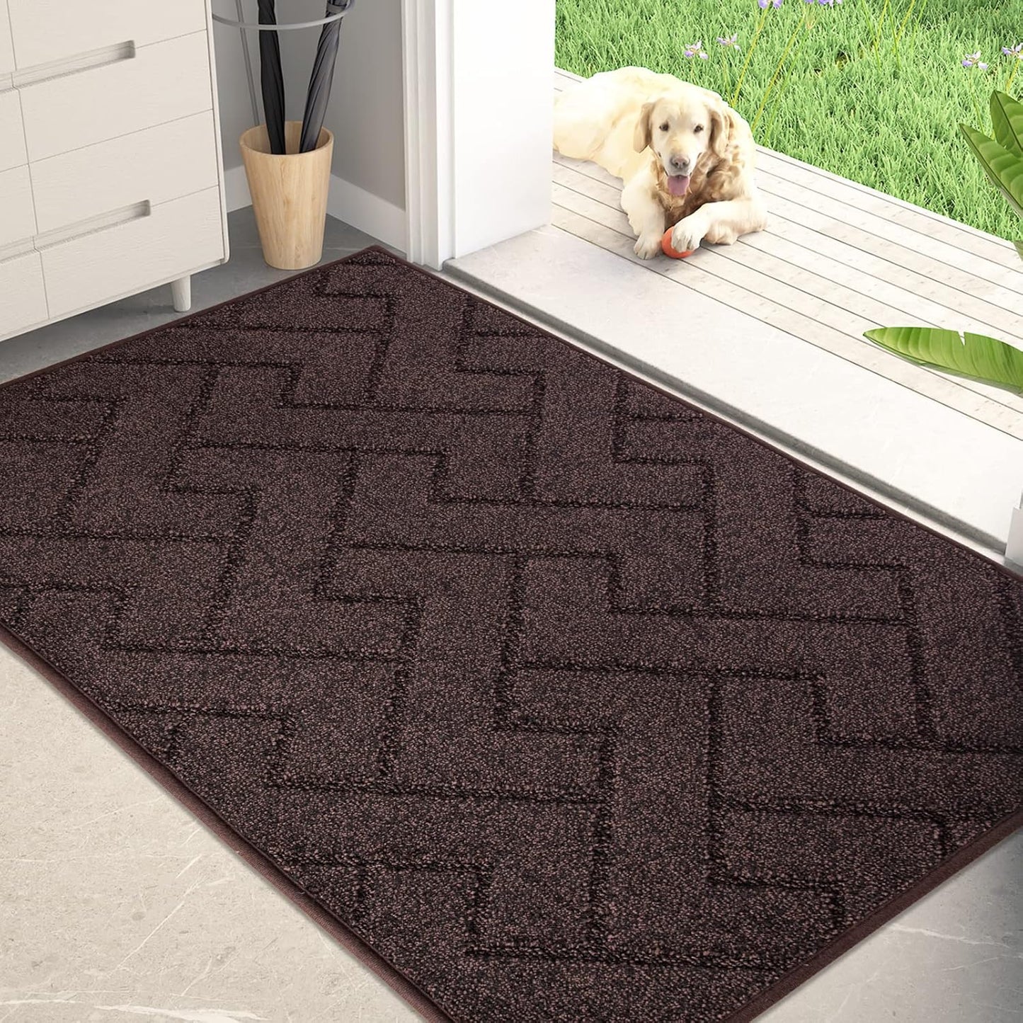 PURRUGS Dirt Trapping Door Mat 20" x 31.5", Non-Slip Machine Washable Entry Rug, Dog Doormat, Indoor Front Door Mat, Super Absorbent Entryway Rug for Muddy Shoes & Paws, Taupe