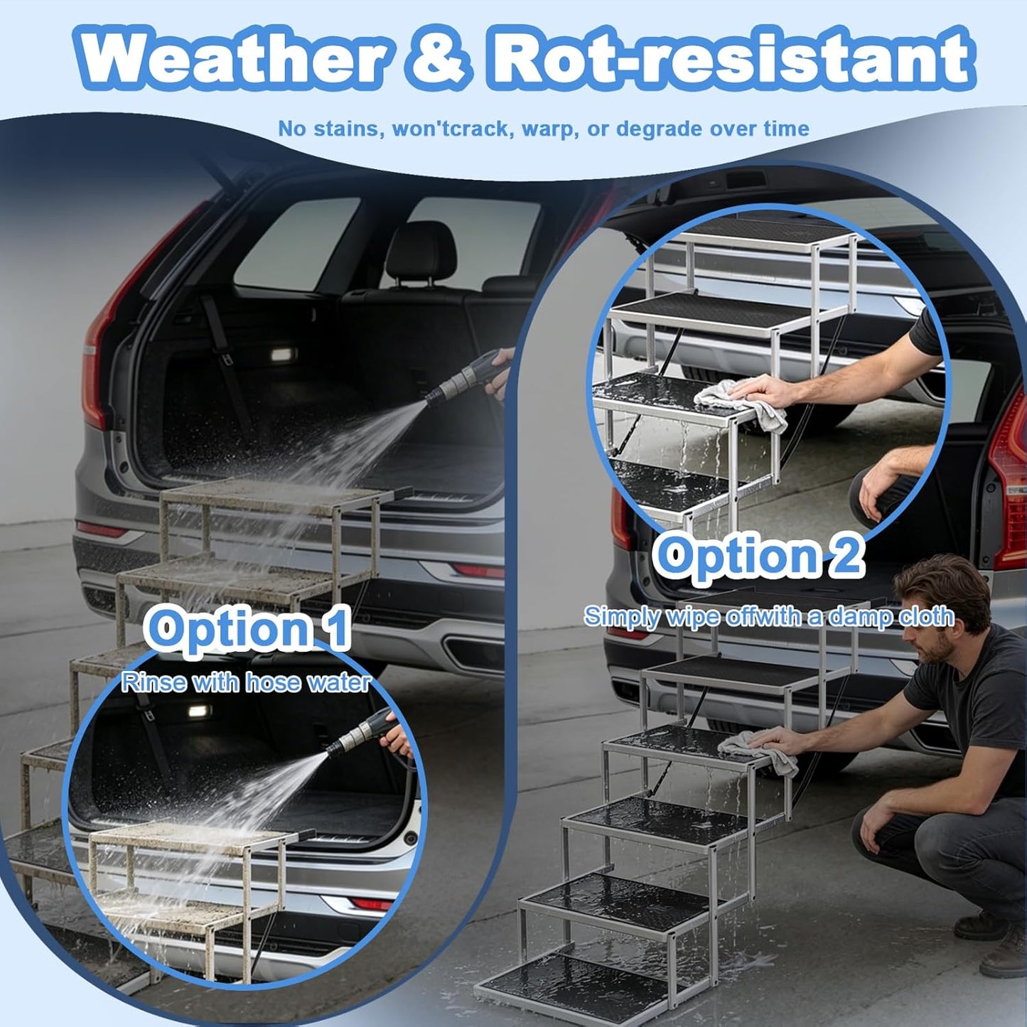 Dog Steps for Car & SUV – 5-Step Foldable Pet Stairs for Large Dogs, Non-Slip Heavy-Duty Plastic Dog Stairs, Lightweight & Portable Vehicle Access, Great Alternative to Dog Ramp for Truck