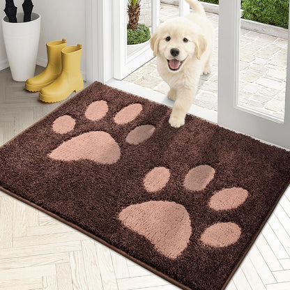 PURRUGS Dirt Trapping Door Mat 20" x 31.5", Non-Skid/Slip Machine Washable Microfiber Entryway Rug, Dog Doormat, Super Absorbent Welcome Mat for Muddy Wet Shoes and Paws, Grey