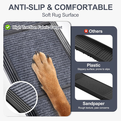 Dog Ramp for Car 71" Extra Long & 17.2" Wide Folding Dog Ramps for Large Dogs with Non-Slip Rug Surface Portable Dog Car Ramp for SUV Car & Truck, Outdoor Dog Ramp Up to 270 LBS