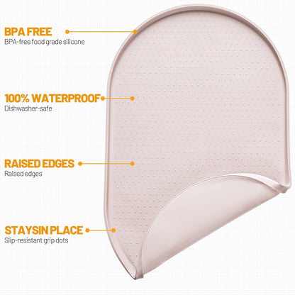 Hubulk 100% Waterproof Silicone Pet Feeding Mat with Raised Edge for Food and Water, Dog Bowl Mats, Cat Bowls Placemat with High Lip Protects Floor for Cats and Dogs (Gray, 19" L x 12" W)