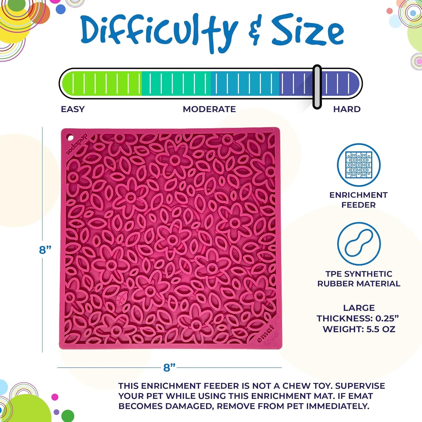 SodaPup Flower Power eMat – Durable Lick Mat Feeder Made in USA from Non-Toxic, Pet-Safe, Food Safe Rubber for Mental Stimulation, Avoiding Overfeeding, Fresh Breath, Digestive Health, & More
