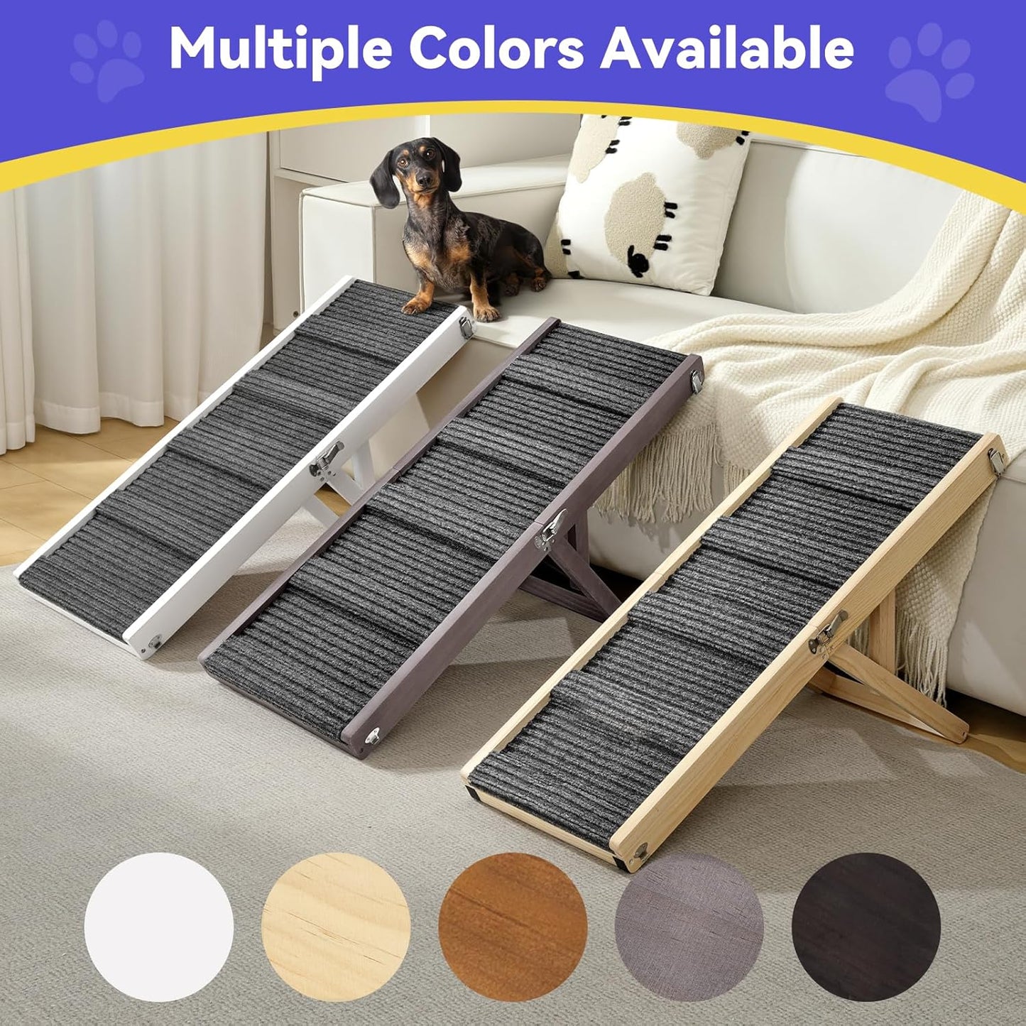 2026 Upgraded Dog Ramp for Couch, Foldable Small Dog Ramp for Sofa, 4 Adjustable Height from 13'' to 21", Portable Stable Pet Steps with Non-Slip Pad, Pet Ramps Use for Sofa Couch Stairs