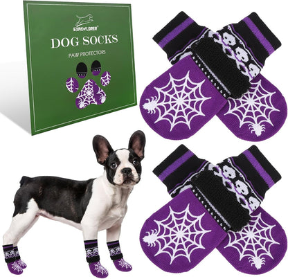EXPAWLORER 6Pcs Anti-Slip Dog Socks to Prevent Licking Paws,Dog Shoes for Hot Pavement,Dog Booties Traction Control on Hardwood Floor,Boots & Paw Protectors, for Puppy Small Medium Large Senior Dogs