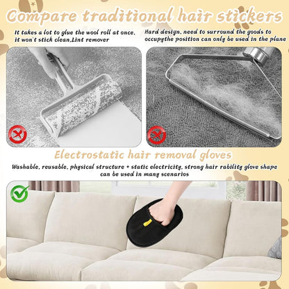 Pet Hair Removal Glove | Electrostatic Deshedding for Dogs & Cats | Reusable Grooming Glove for Furniture, Car & Clothing (1 PC)