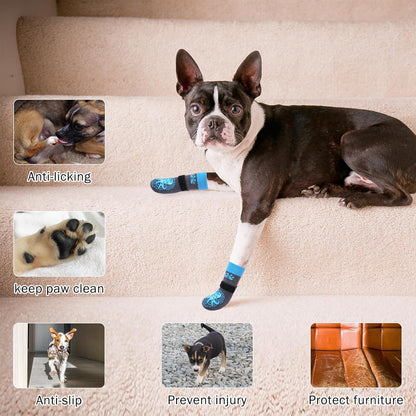 SCENEREAL 6Pcs Anti Slip Dog Socks to Prevent Licking Paws for Hot/Cold Pavement, Dog Grippy Socks for Hardwood Floors, Dog Shoes for Boots & Paw Protectors for Puppy Small Medium Large Senior Dogs