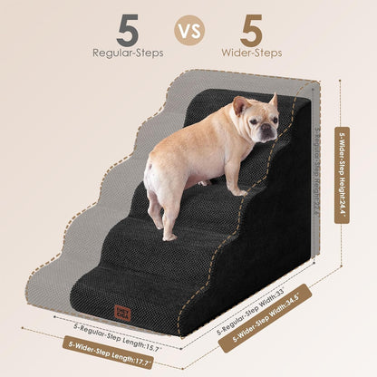 EHEYCIGA Curved Dog Stairs Ramp for High Beds 19.7" H, 4-Step Dog Steps for Small Dogs and Cats, Pet Stairs for High Bed Climbing, Non-Slip Balanced Pet Step Indoor, Grey