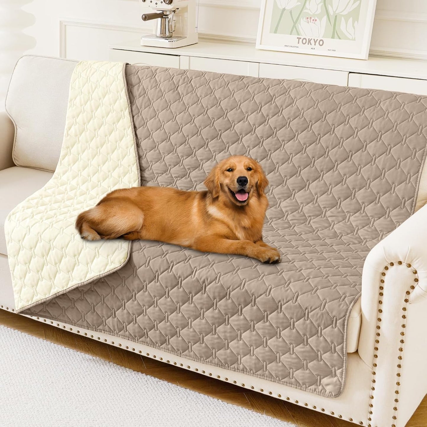 Smiry Waterproof Dog Bed Cover Blanket 30x70, Soft Reversible Pet Blanket, Washable Leakproof Cats Dogs Couch Cover for Sofa, Couch, Furniture, Grey/Dark Grey