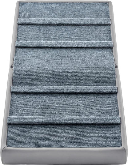 Dog Ramp for Small Dogs, 15.7" H 3-in-1 18.5" Extra Wide Foldable Ottoman & Hidden Storage Design Dog Stairs for Couch Sofa, Non-Slip Pet Steps for Puppy Senior Injured Dogs (White)