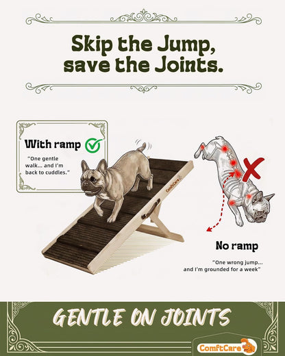 Adjustable Dog Ramp for Small Dogs, Foldable Pet Ramp for Bed & Couch, Non-Slip Indoor Ramp, Portable, Joint-Friendly Design, Supports up to 35 lbs