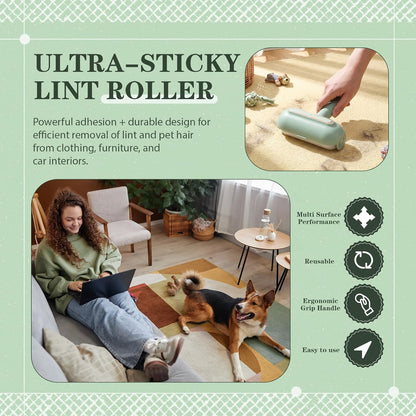 Sliner 2 Pack Reusable Lint Roller for Pet Hair New Silicone Washable Sticky Roller Portable Lint Remover Extra Sticky Cleaner Cat Dog Hair Remover for Pet Clothes Sofa (White)
