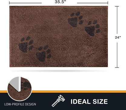 PURRUGS Dirt Trapping Door Mat 20" x 31.5", Non-Skid/Slip Machine Washable Microfiber Entrance Rug, Shoes Scraper, Dog Doormat, Super Absorbent Floor Mat for Muddy Wet Shoes and Paws, Grey