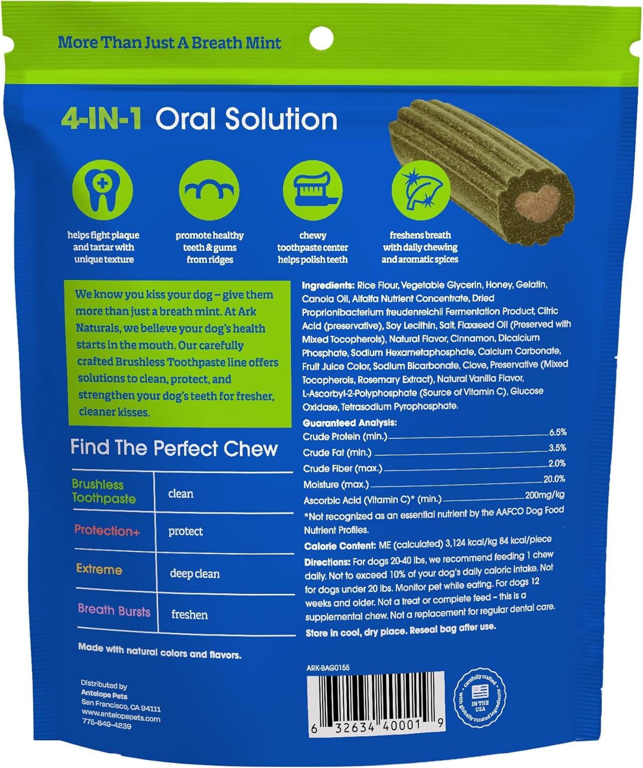 Ark Naturals Soft Brushless Toothpaste, Dog Dental Chews for Small Breeds, Freshens Breath, Unique Texture Helps Reduce Plaque & Tartar, 12oz, 1 Pack