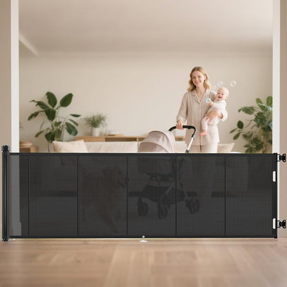 Miumoon 150 inch Retractable Baby Gates 42 inch Tall, Retractable Gate with Reinforced Strip Design to Prevent Crawling Through, 12 FT Extra Wide Retractable Dog Gate for Indoor/Outdoor
